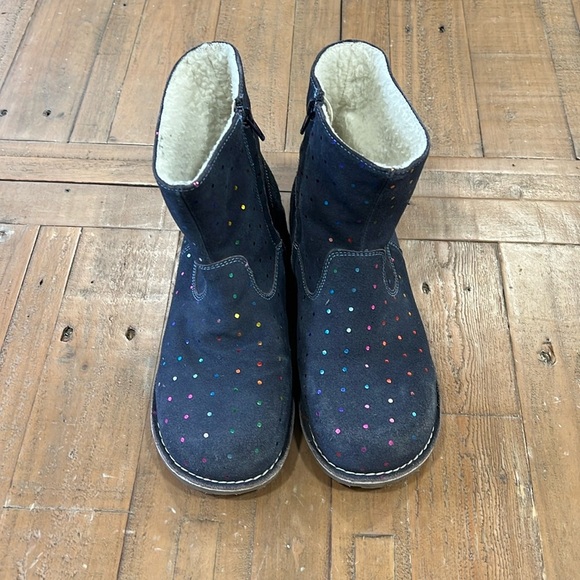 Mini Boden blue suede metallic dot Chelsea boots - Picture 1 of 12
